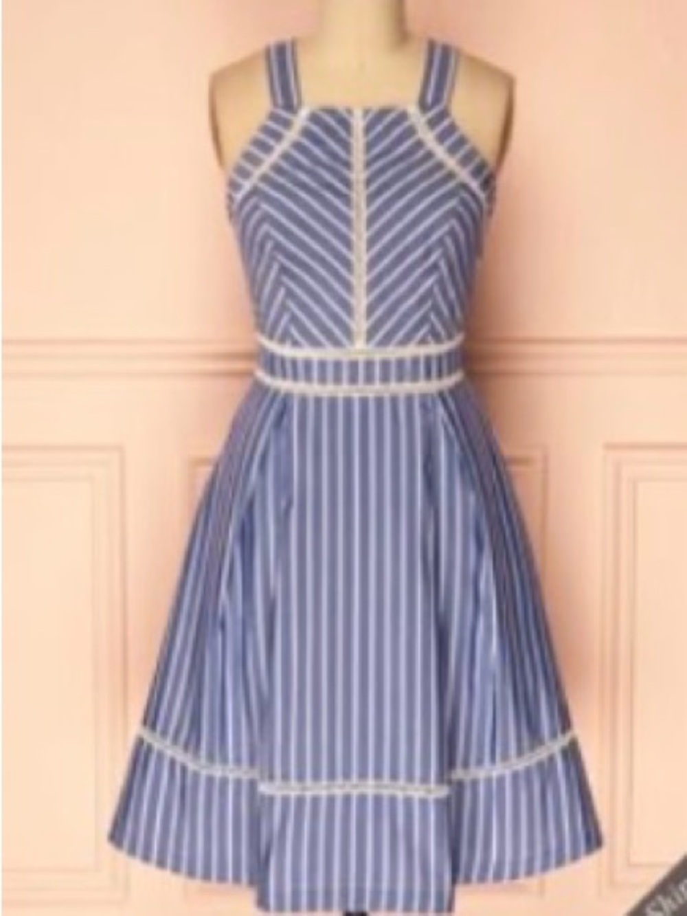 NEW Adelyn Rae Blue & White Striped Fit-and-Flare Dress